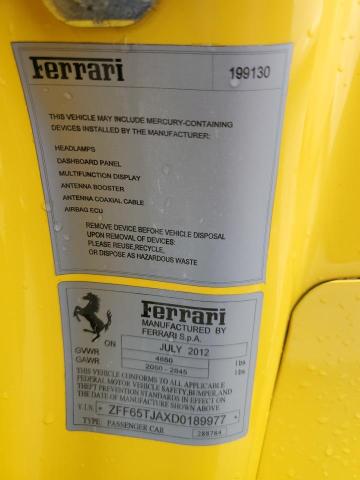 ZFF65TJAXD0189977 Ferrari California