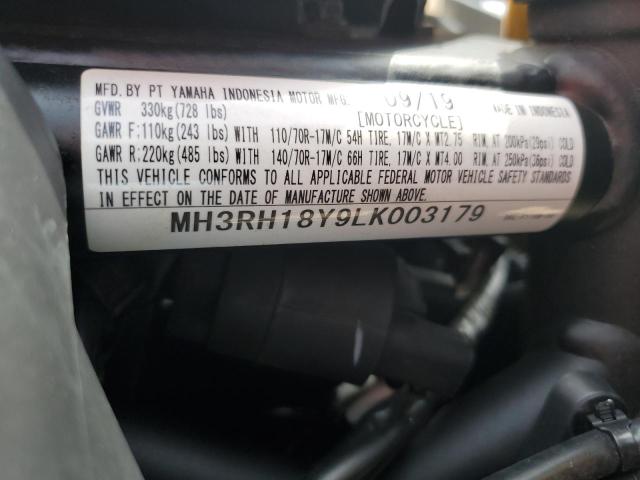 2020 YAMAHA YZFR3 A MH3RH18Y9LK003179