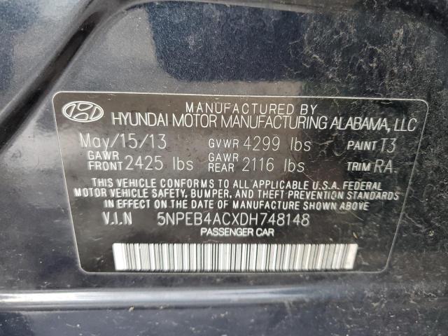 VIN 5NPEB4ACXDH748148 2013 HYUNDAI SONATA no.10