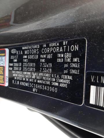 2017 KIA SEDONA SXL KNDME5C16H6343960