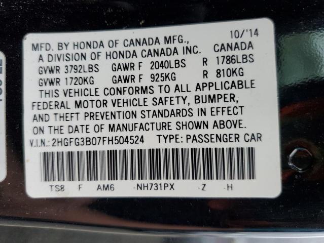 2015 HONDA CIVIC EX-L 2HGFG3B07FH504524