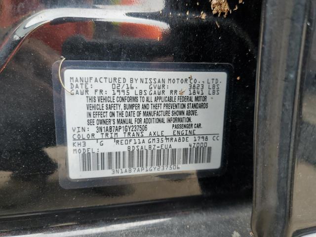 2016 NISSAN SENTRA S/S 3N1AB7AP1GY237506
