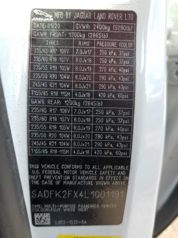 2020 JAGUAR E-PACE SADFK2FX4L1001191
