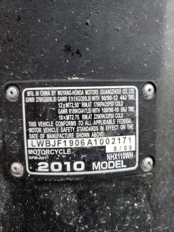 2010 HONDA NHX110 LWBJF1906A1002171
