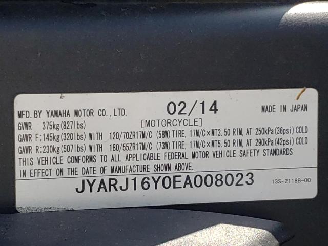 2014 YAMAHA YZFR6 C JYARJ16Y0EA008023