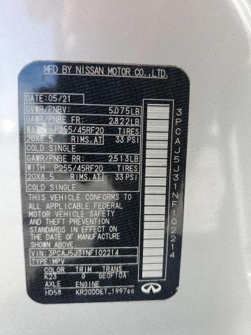 2022 INFINITI QX55 LUXE 3PCAJ5J31NF102214