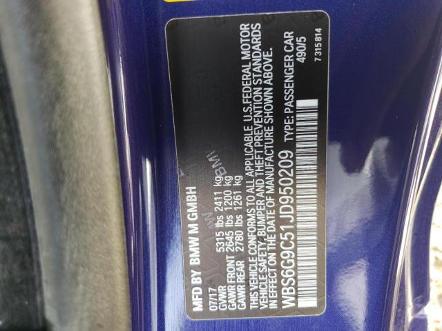 2018 BMW M6 WBS6G9C51JD950209