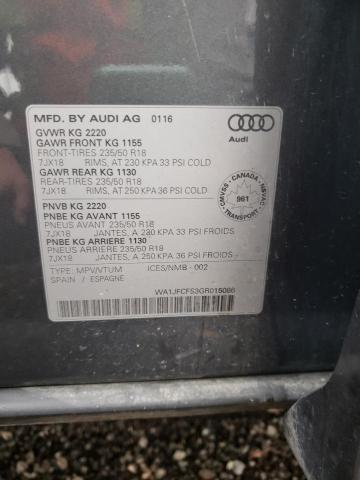 2016 AUDI Q3 PROGRES WA1JFCFS3GR015086