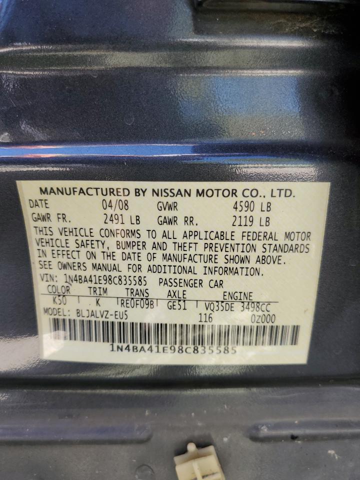 2008 Nissan Maxima Se VIN: 1N4BA41E98C835585 Lot: 64378804