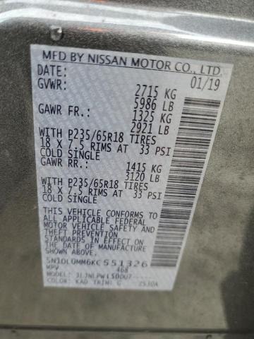 2019 INFINITI QX60 PURE 5N1DL0MM6KC551326