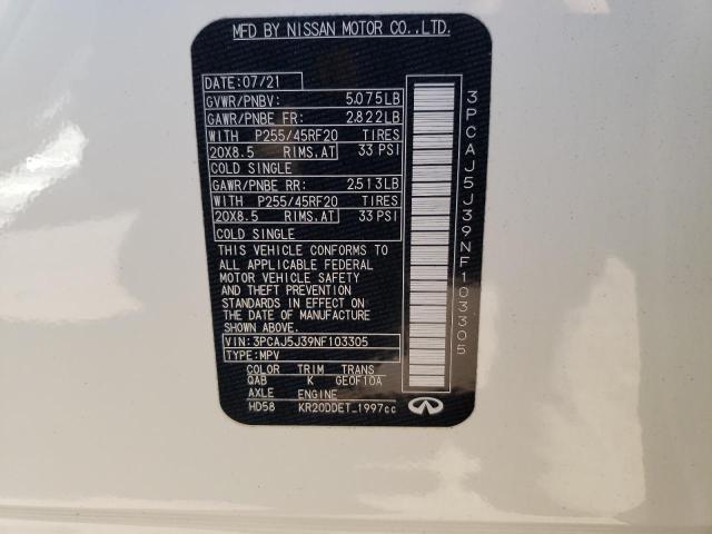 2022 INFINITI QX55 LUXE 3PCAJ5J39NF103305
