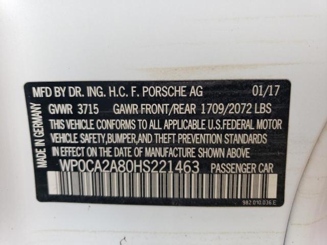 2017 PORSCHE BOXSTER WP0CA2A80HS221463