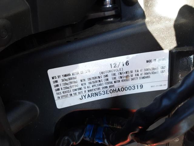 2017 YAMAHA FZ09 JYARN53E0HA000319