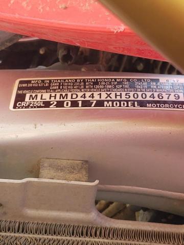 2017 HONDA CRF250 L MLHMD441XH5004679