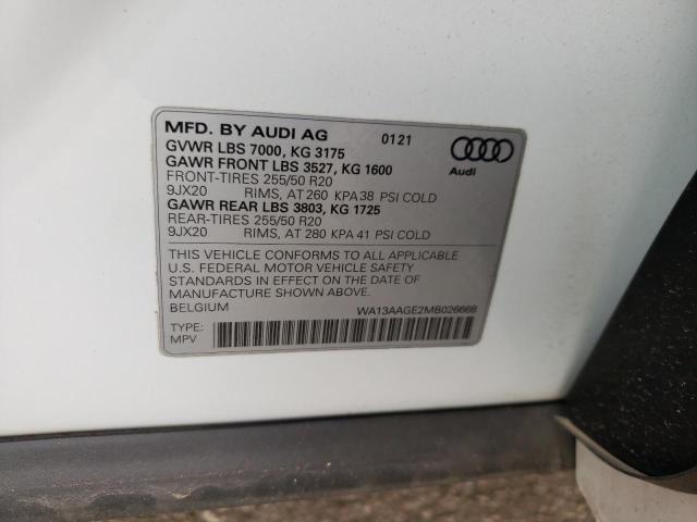 2021 AUDI E-TRON SPO WA13AAGE2MB026668
