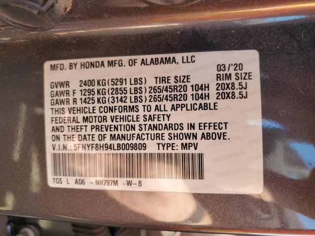 2020 HONDA PASSPORT T 5FNYF8H94LB009809