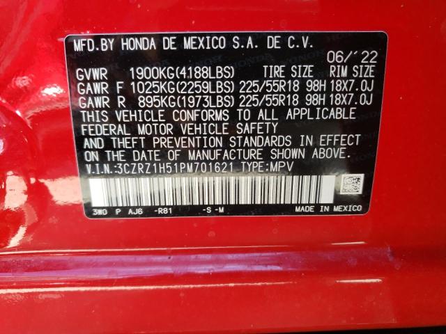 2022 HONDA HRV SPORT 3CZRZ1H51PM701621