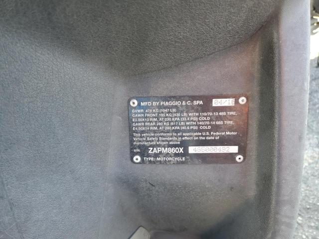 2016 PIAGGIO SCOOTER ZAPM860X4G5000492