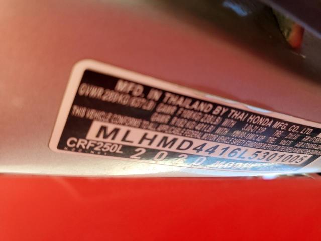 2020 HONDA CRF250 L MLHMD4416L5301005
