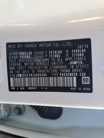 2018 HONDA CLARITY TO JHMZC5F38JC005488