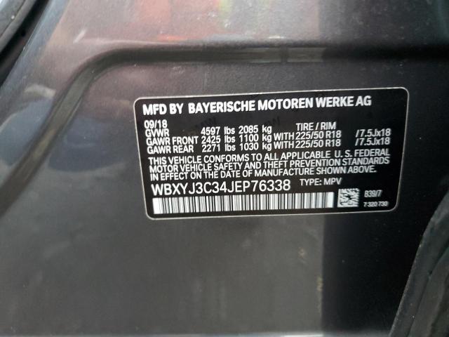 2018 BMW X2 SDRIVE2 WBXYJ3C34JEP76338