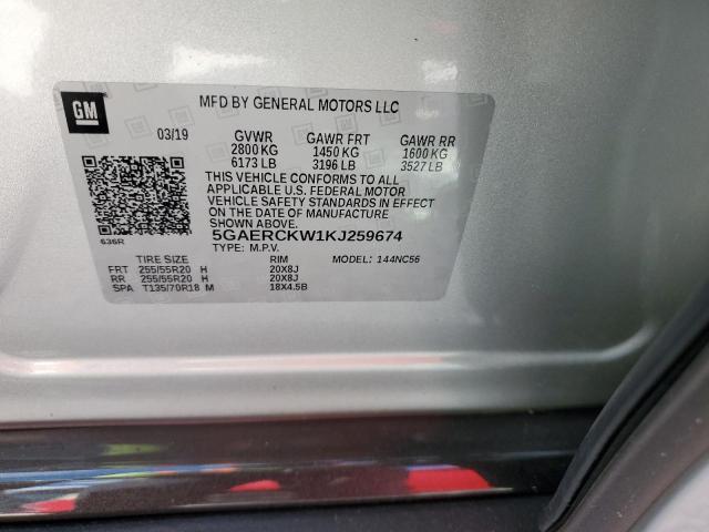 2019 BUICK ENCLAVE PR 5GAERCKW1KJ259674