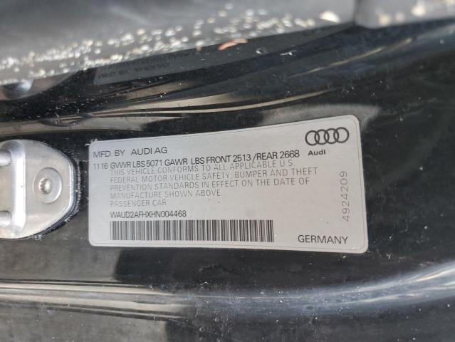 2017 AUDI A5 SPORT WAUD2AFHXHN004468