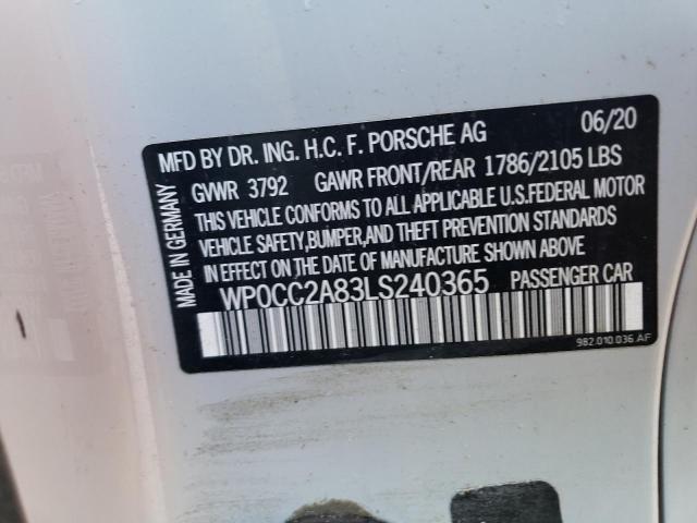 2020 PORSCHE BOXSTER SP WP0CC2A83LS240365