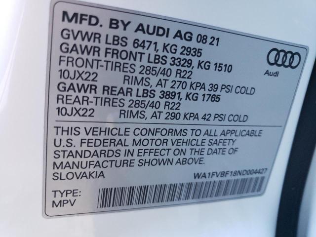 2022 AUDI Q8 PRESTIG WA1FVBF18ND004427