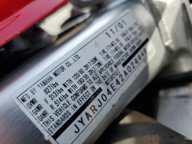 2002 YAMAHA YZFR6 L JYARJ04E42A024448