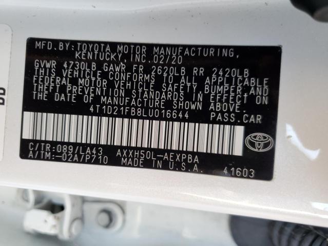 2020 TOYOTA AVALON LIM 4T1D21FB8LU016644