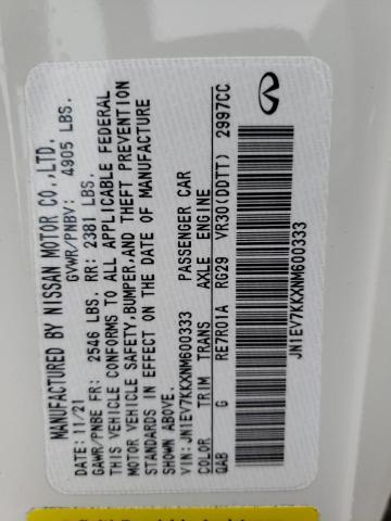 2022 INFINITI Q60 LUXE JN1EV7KKXNM600333