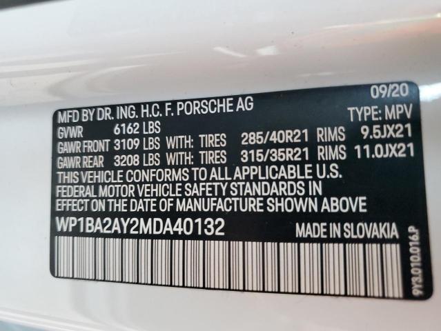 2021 PORSCHE CAYENNE CO WP1BA2AY2MDA40132