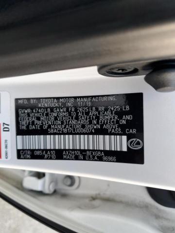 2020 LEXUS ES 300H BA 58AC21B17LU006074