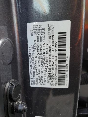 2021 HONDA PASSPORT T 5FNYF7H98MB010778