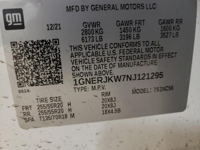 2022 CHEVROLET TRAVERSE R 1GNERJKW7NJ121295