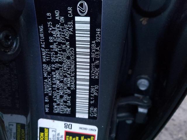 2022 LEXUS ES 300H BA 58ADA1C10NU015353