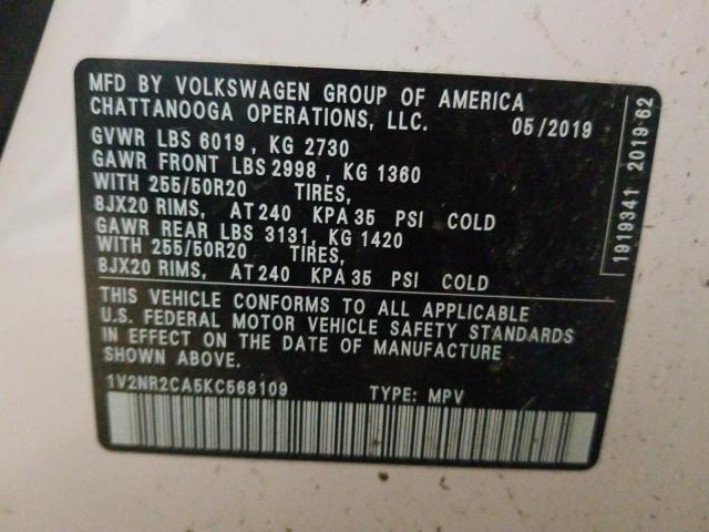 2019 VOLKSWAGEN ATLAS SEL - 1V2NR2CA5KC568109