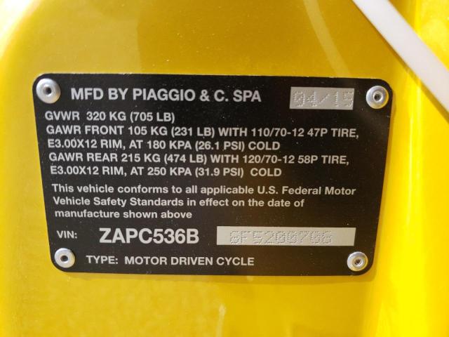 2015 VESPA PRIMAVERA ZAPC536B8F5200708