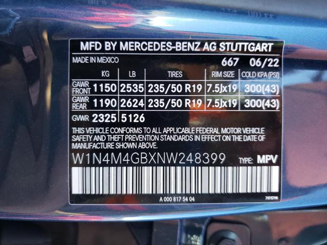 VIN W1N4M4GBXNW248399 2022 MERCEDES-BENZ GLB-CLASS no.10