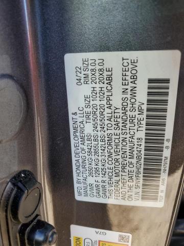 2022 HONDA PILOT ELIT - 5FNYF6H02NB047418