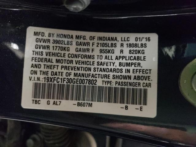 2016 HONDA CIVIC 4D 19XFC1F30GE007802