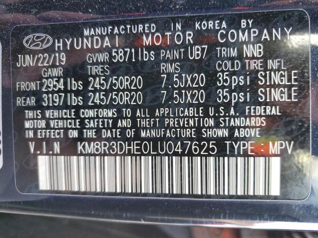 VIN KM8R3DHE0LU047625 2020 HYUNDAI PALISADE no.10