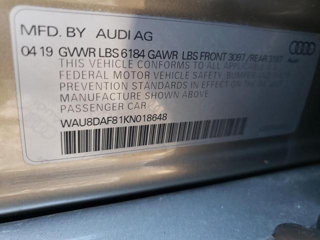 2019 AUDI A8 L WAU8DAF81KN018648