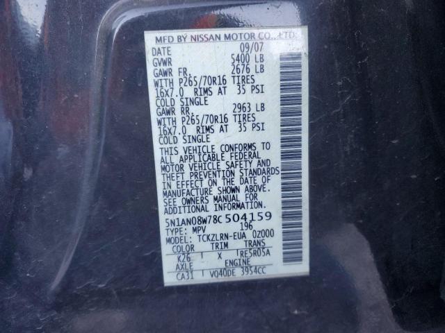 5N1AN08W78C504159 Nissan Xterra Off Road