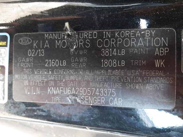 KNAFU6A29D5743375 KIA FORTE EX