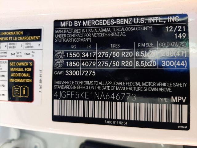4JGFF5KE1NA646773 Mercedes-Benz Gls 450 4matic
