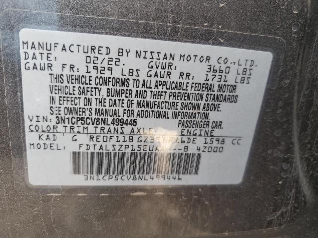 3N1CP5CV8NL499446 Nissan KICKS SV