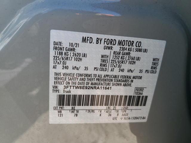 2022 FORD MAVERICK X - 3FTTW8E92NRA11641