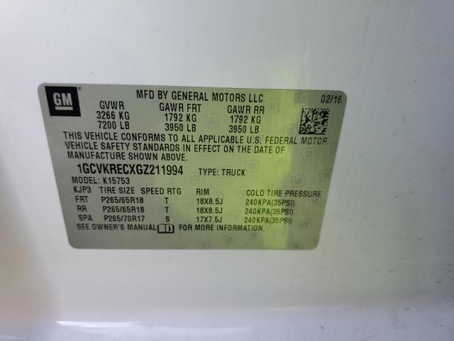 2016 CHEVROLET SLVRD 1500 1GCVKRECXGZ211994